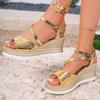 Fashion Summer New Fashion Versatile Platform Heightened Wedge Non-Slip Wear-Resistant One-Buckle Peep-Toe Sandals