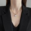 XIXI Waterproof 18K Gold Plated Stainless Steel Heart Pendant Flat Snake Chain Necklace Earrings Fashion Jewelry Sets for Women