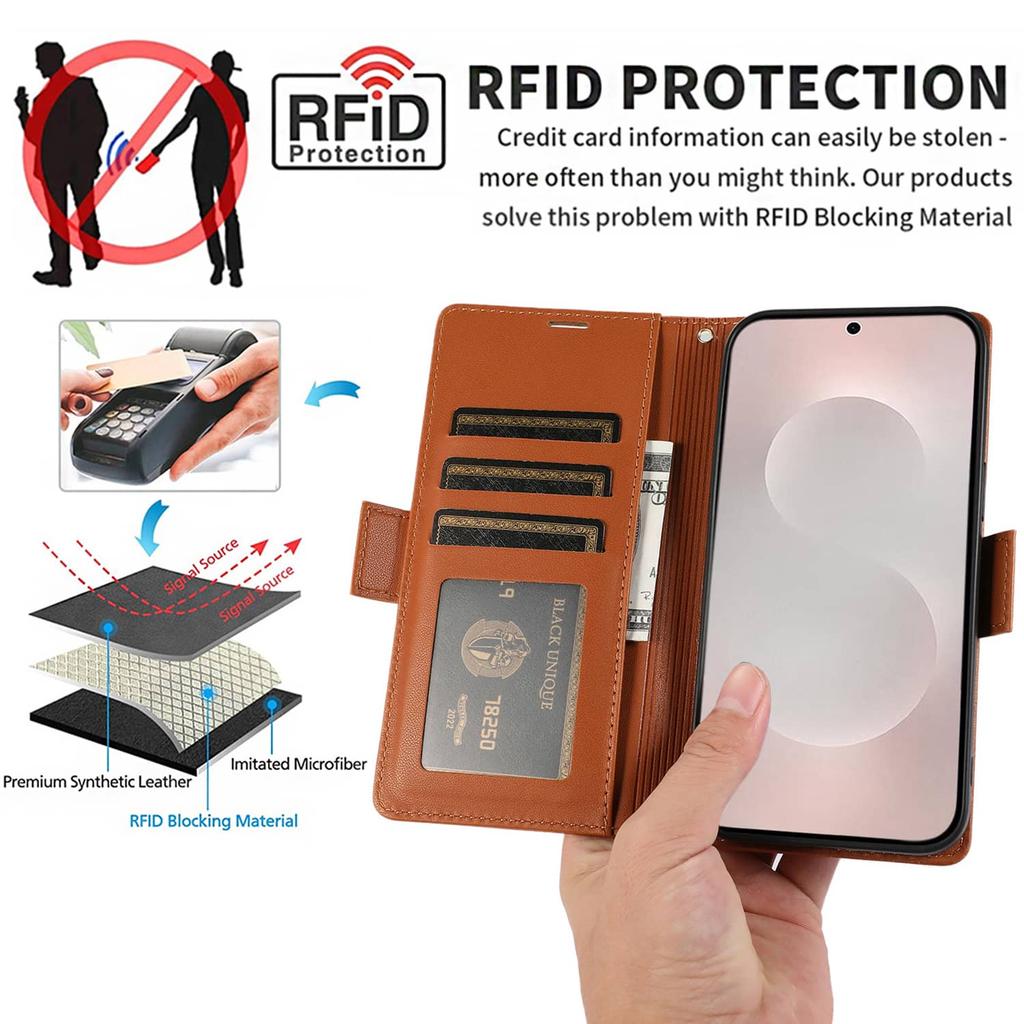 Suitable for Samsung Galaxy S25 Edge S25 S24 S23 Ultra FE Wallet Flip Folio Case with Card Holder Kickstand Shockproof Cover