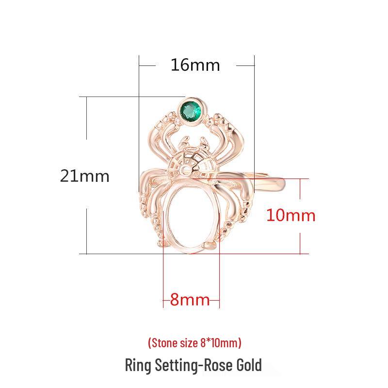 

925 Sterling Silver Antique Gold Ring - Animal Design with DIY Inlay for Hetian Agate or Chalcedony Gem.