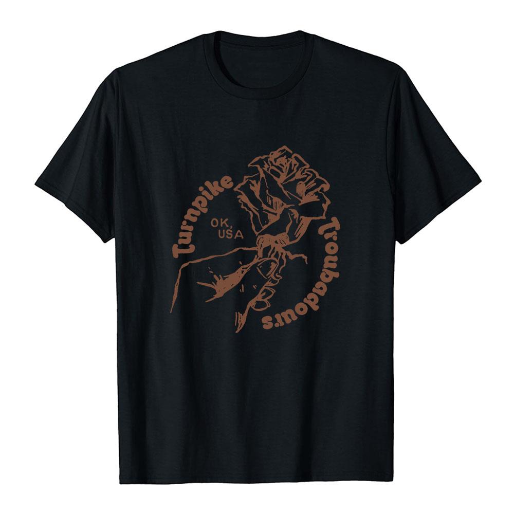 TURNPIKE TROUBADOURS Rose Tee Summer Cotton Short Sleeve Male Tshirts Streetwear Unisex Design Graphic Print Merch Soft Casual