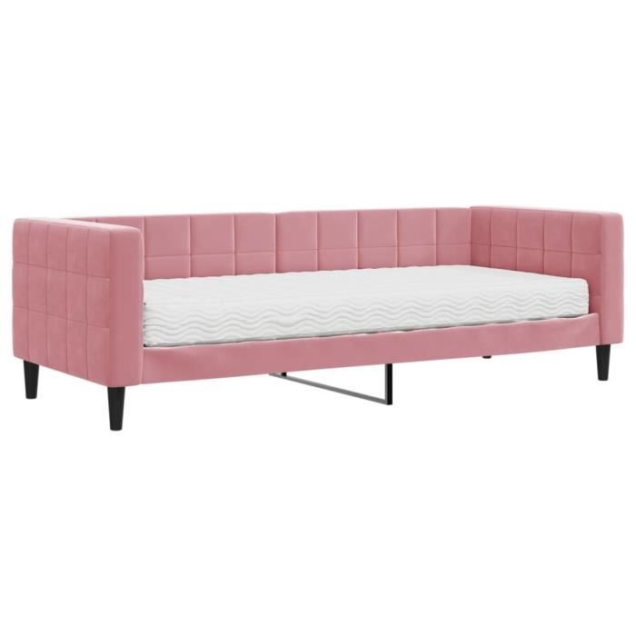 VidaXL Lit de jour avec matelas rose 80x200 cm velours 3196663