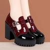 10cm Kleine Größe 32-42 Tiefer Ausschnitt Glattes Leder Mary Janes Damen Plateau Pumps 2025 Herbst Block Hohe Absätze Schuhe Büro Modell