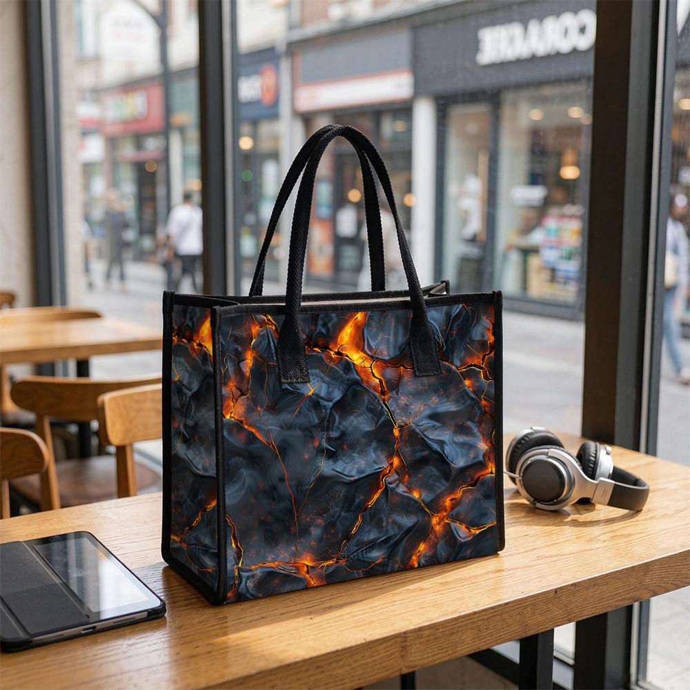 Lava Crack Print Tote Bag Fashion Large Capacity Casual Portable Handbag for Daily Shopping Commute