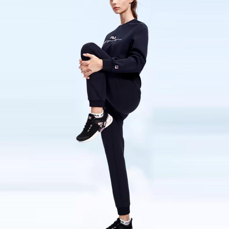 FILA Athletics Solid Color Simple Cuffed Fitness Pants Women pants Dark-Blue A11W311603F-NV