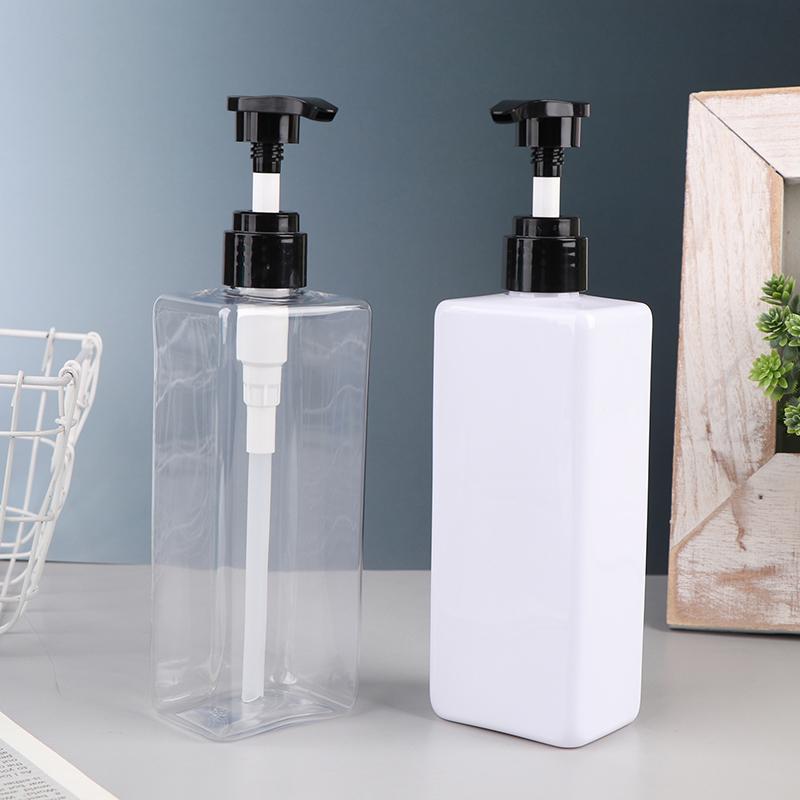500ml Square PET Plastic Pump Bottles, Refillable and Durable – for Body Lotion, Shower Gel, Shampoo, and Liquid Soap