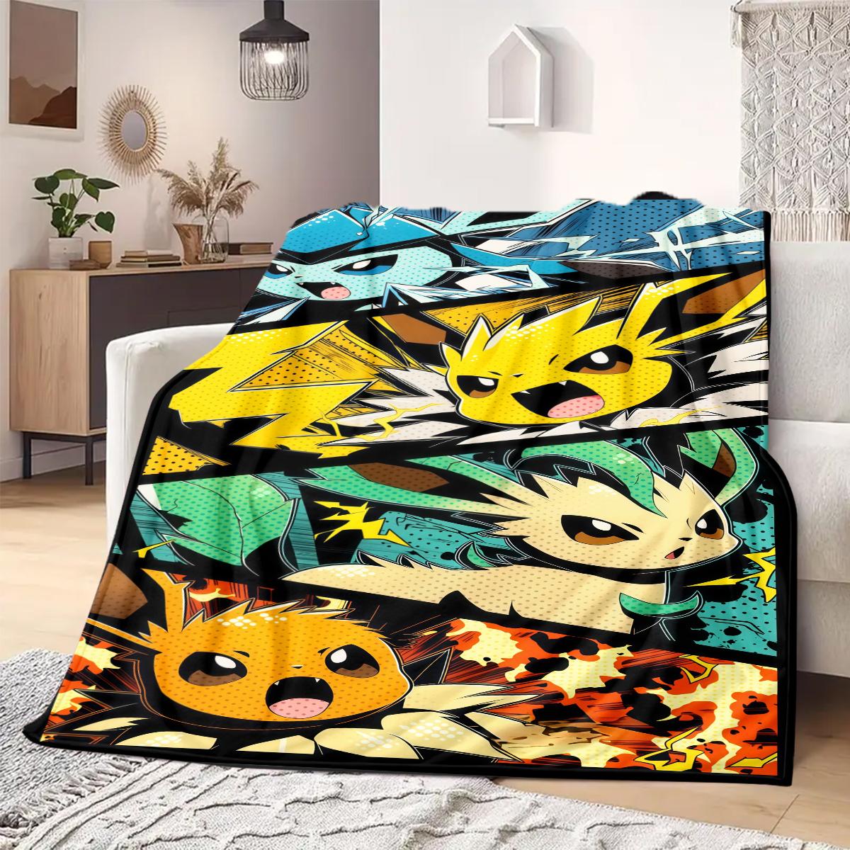 

PokeMon Anime Print Blanket Warm Comfortable Flannel Blanket Suitable for Bedrooms, Sofas, Beds, Chairs, Picnics, Travel 75x90cm