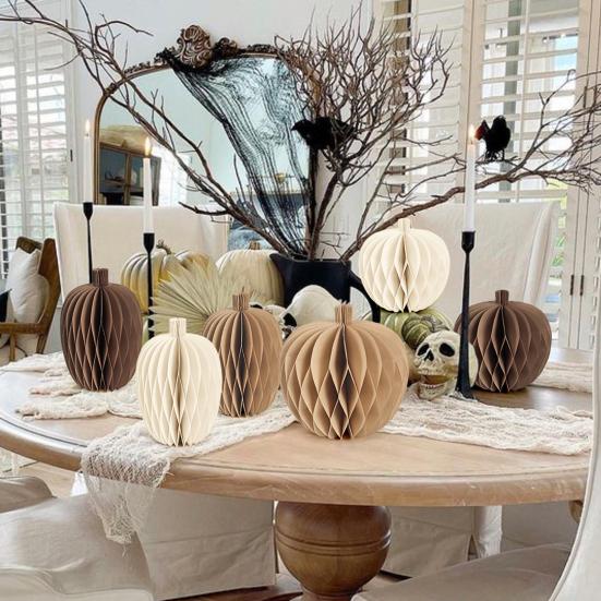 Dýňová voštinová dekorace 3D papírová dýně voštinová dekorace podzimní stolní ozdoba pro Halloween podzimní sklizeň Díkůvzdání domácí dekorace