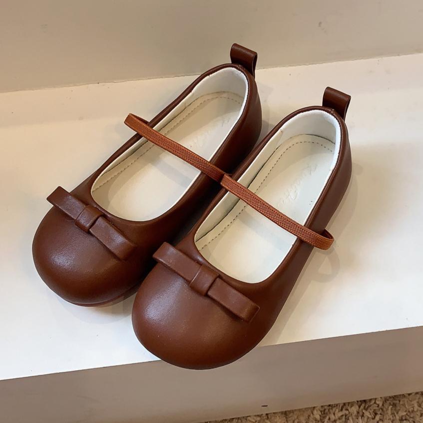 Bowknot French Style Children's Shoes for Girls Soft Sole Leather Shoes Shallow Mouth Children's Princess Shoes Baby Single Shoes