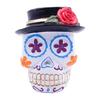 Day of The Dead Floral Skull Statue Colorful Flower Patterned Human Head Bone Model Resin Sugar Skull Figurine for Halloween Home Tabletop Decor