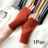 1Pair Women Winter Warm Gloves Soft Fingerless Long Polyester Solid Color Warmer Mittens