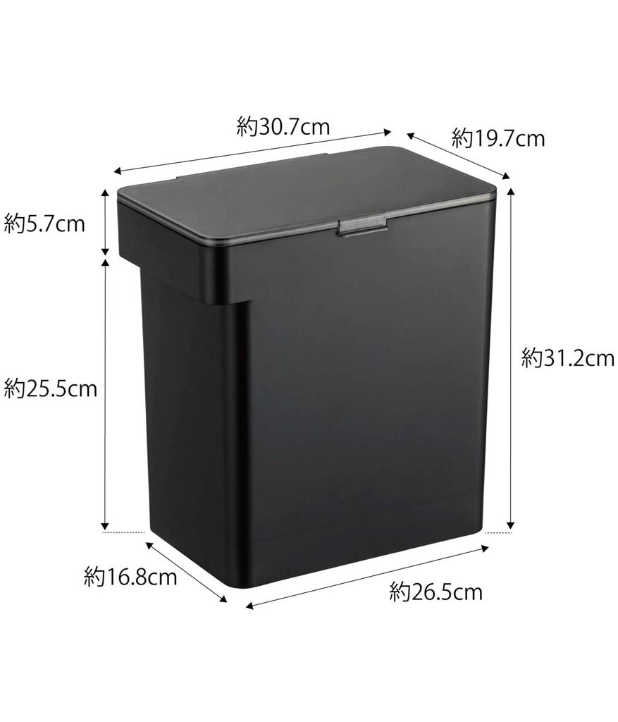 Yamazaki (Yamazaki Industries) Airtight Rice Bin, 10kg, with Measuring Cup, Black, Approx. W30.7 X D19.7 X H31.2cm, Tower Series, Moisture and Oxidati