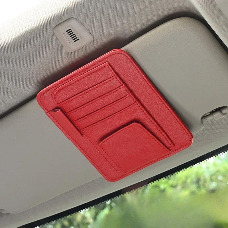 Car Sun Visor Organizer Multi-Pocket Auto Interior Accessories Pocket Organizer Car Document Storage Pouch Glasses Holder