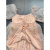 Export Single Baevely Organza Pettiskirt Dark Pattern Exquisite Square Collar Puff Sleeve Short Sleeve Dress Short Skirt