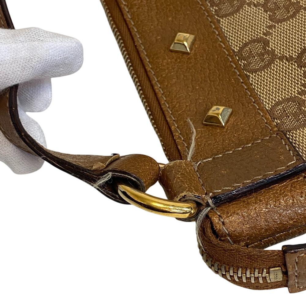 GUCCI 120893 Studs crossbody GG canvas GG canvas Shoulder Bag Brown GG canvas unisex Used