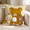 RRilakkumaa Bear Cute  Pillow Case Square DoubleSided Sofa Cushion Cover Bedroom Bedside Pillow