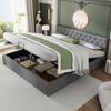 Velvet Upholstered Bed, 180*200cm, Buttoned Headboard, Double Bed, Hydraulic Bed with Storage, Slatted Frame, Gray[OLD SKU:29775960AAH]