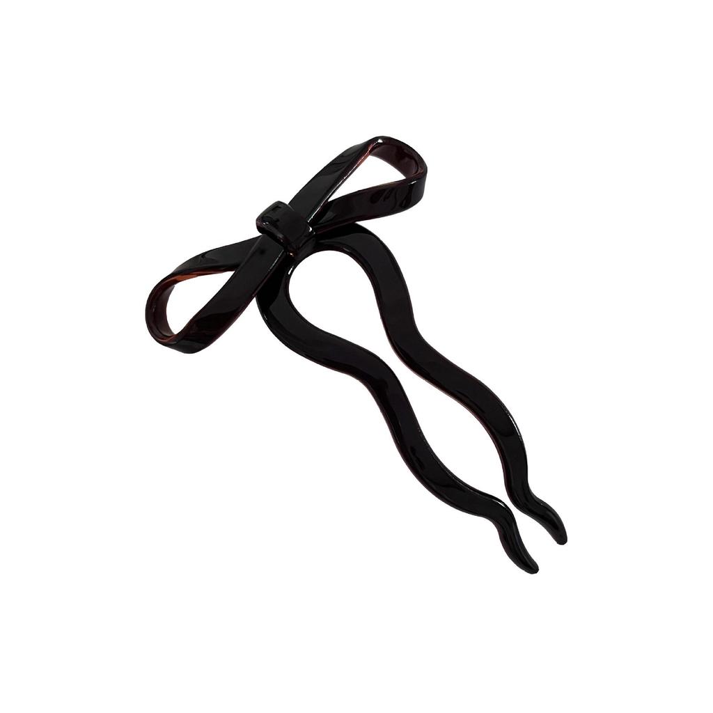 Summer Bow Wave U-Shaped Acetate Hairpin - Cute Girly Half-Up Hair Clip Accessory