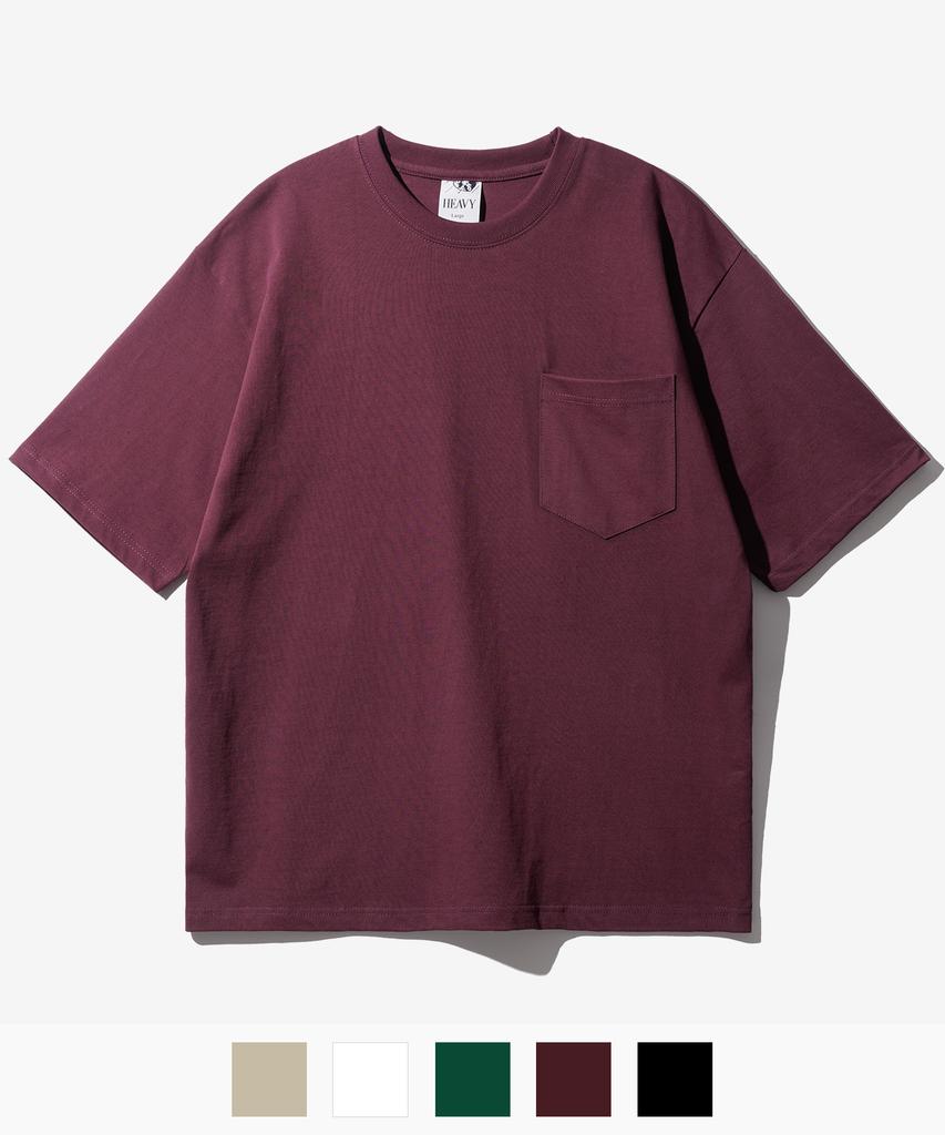FP142 Durable Heavy Meteor Two-Fly Pocket Short Sleeve Tee Burgundy Khst1475