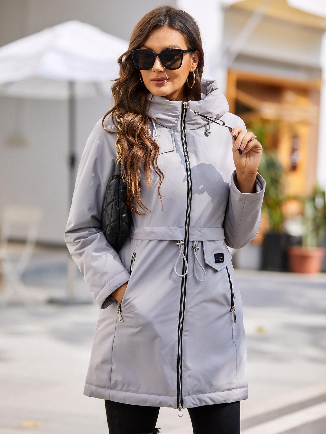 

Женское пальто Cinemore весна 2022 Высококачественная женская парка средней длины Тонкая женская куртка из ветрозащитного хлопка Повседневная спортивная верхняя одежда 8249 XXXL серый