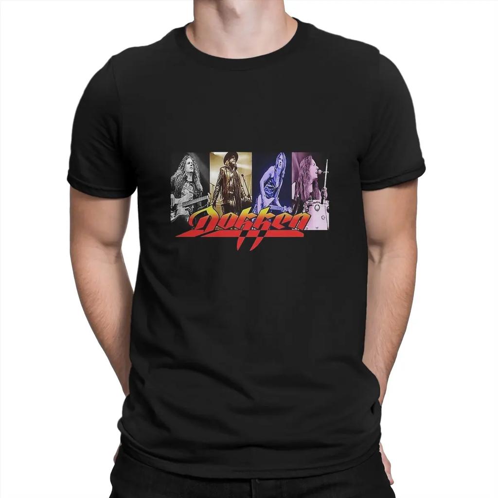 The American Hard Rock Band Formed In 1976 Men's T Shirts Dokken Novelty Sleeve  Collar T-Shirt Cotton Gift Idea Tops