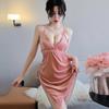 Sex Lingerie Sexy Deep V Passion Seduction Velvet Nightgown Cross Lace-up Halter Pajamas