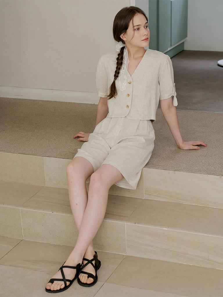 BIBYSEOB Linen Bermuda Pants Beige [T42]