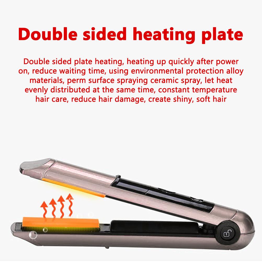 Portable Wireless Hair Straightener USB Rechargeable Ceramic Straightener for Home Travel