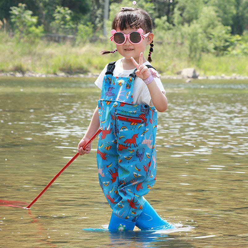 Kids' Waterproof One-Piece Waders for Sand, Water Play, and Rain with Boots