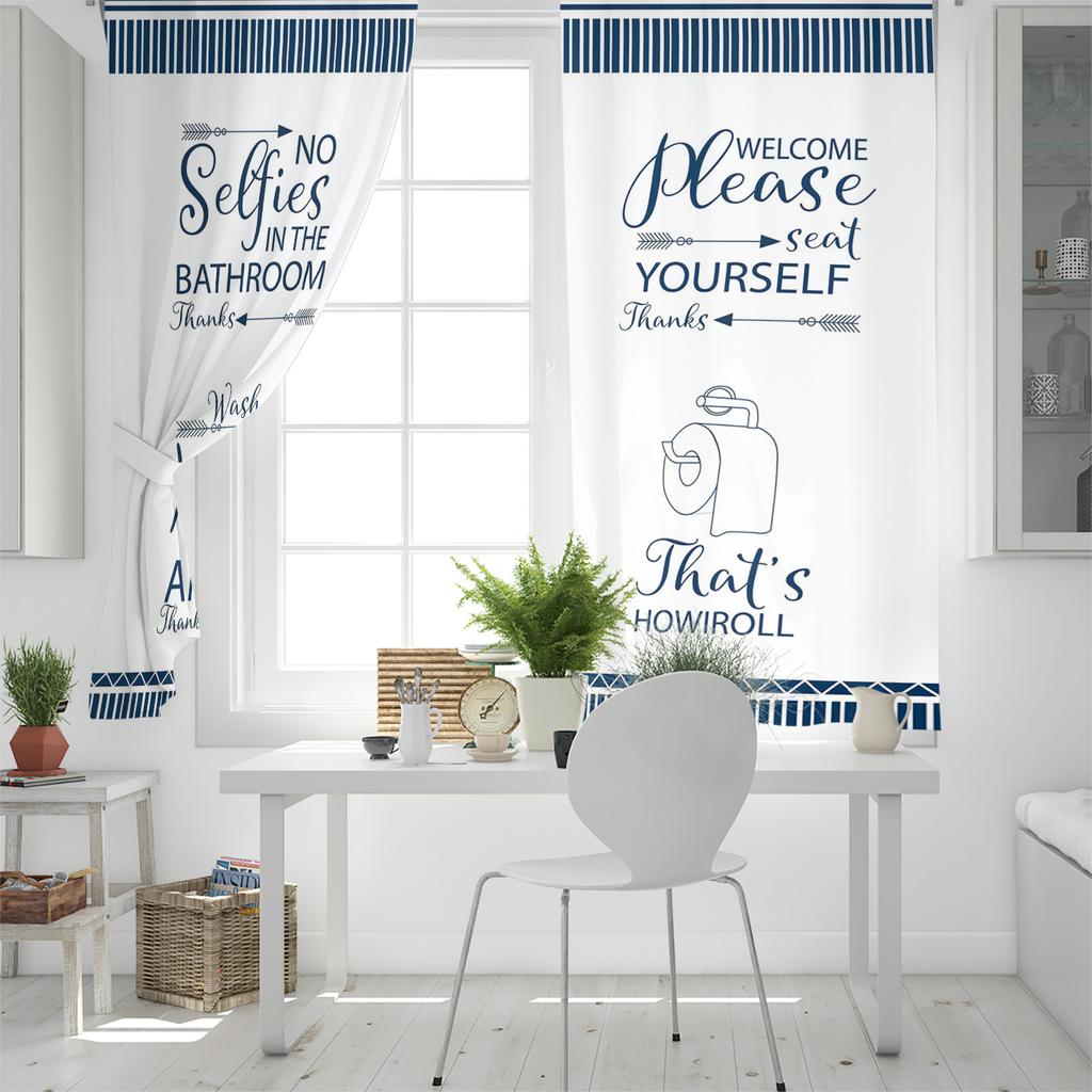 Text Stripes Window Curtains Home Decor Living Room Curtains Kitchen Drapes Panel Curtains for Bedroom