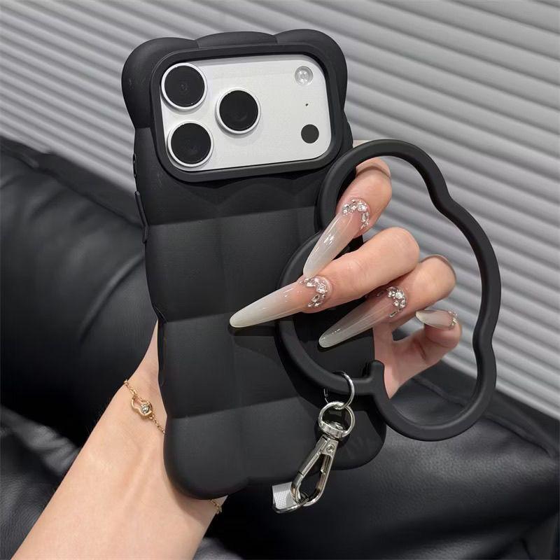 3D Cloud Puff Silicone Phone Case For IPhone14 15 16 17 Pro Max, Solid Color Cute Full Wrap Shockproof Protective Cover