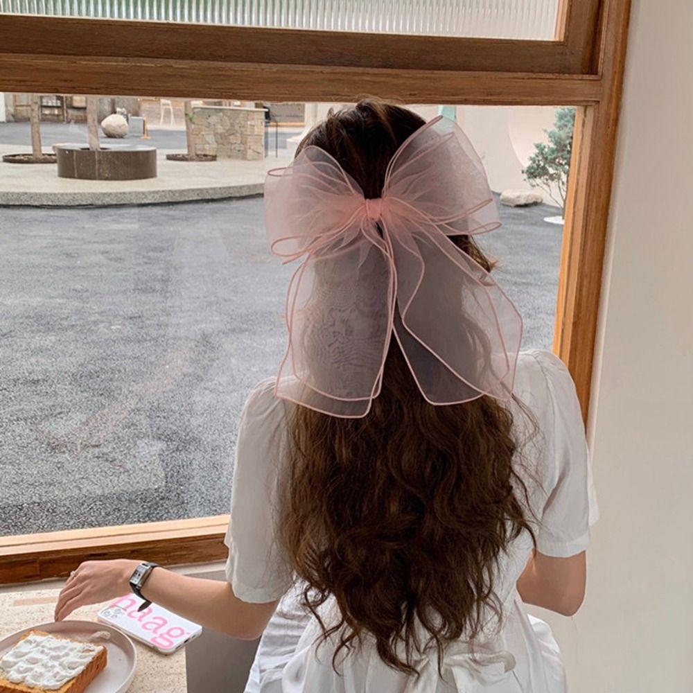 Headwear Korean Style Headwear Ribbon Bowknot Female Hair Accessories Balletcore Bow Hair Clip