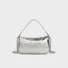 Bag women's autumn and winter new chain versatile messenger bag silver high-end small square bag handbag shoulder bag