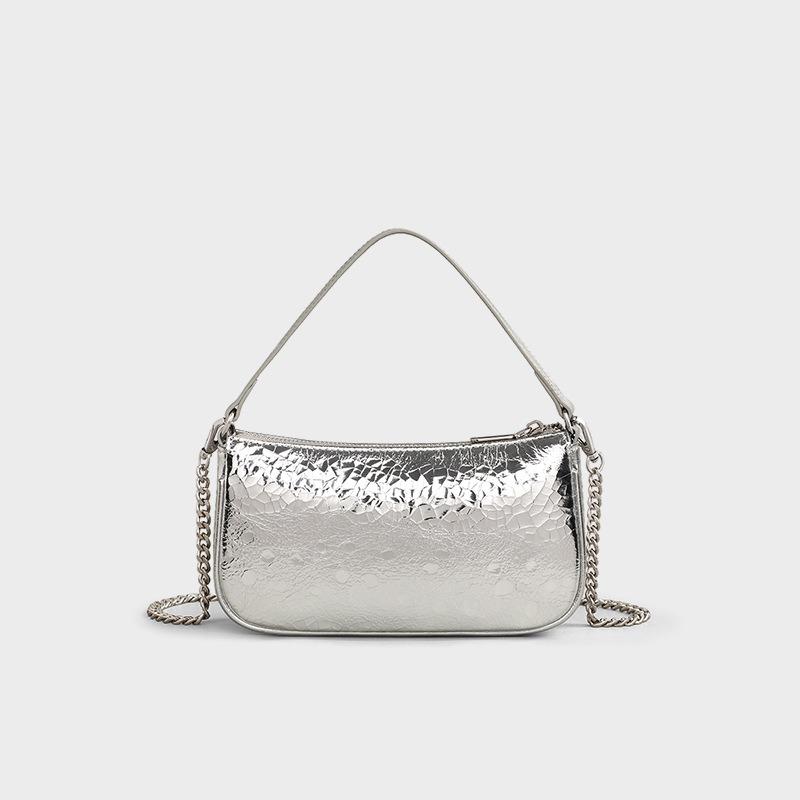 Bag women's autumn and winter new chain versatile messenger bag silver high-end small square bag handbag shoulder bag