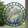 New Cat Painting Style Love Cats Pet Acrylic Maple Leaf Light Catcher, Celebration Home & Door Decor, Christmas & New Year Gifts