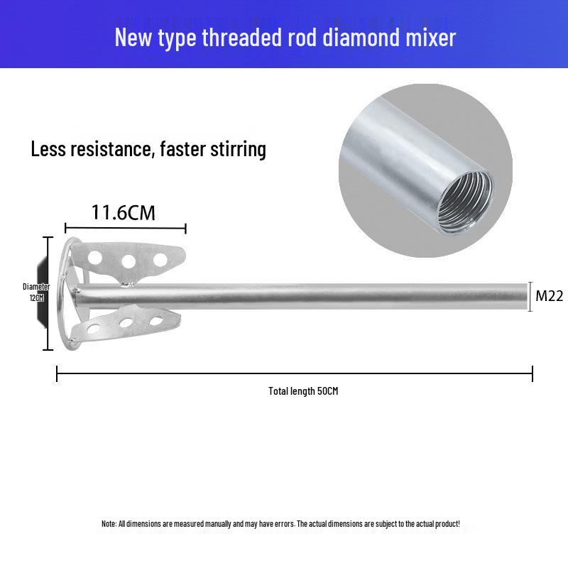 Stainless Steel Mixing Rod for Mortar, Plaster, Putty - Compatible with Hammer Drills