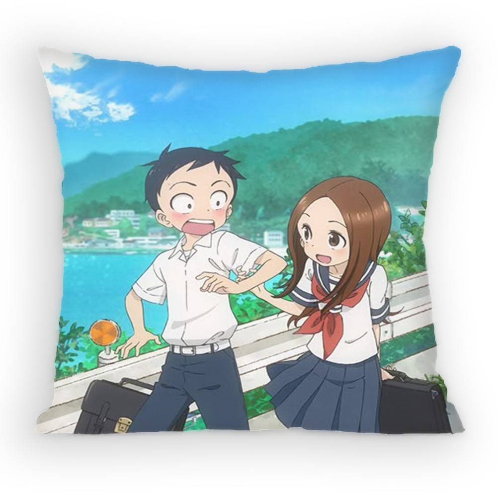KKarakaiS Jozu no TTakagiSan Pillow Case Antidustmite Pillowcase Invisible zipper silky Sofa cushion cover for bedroom