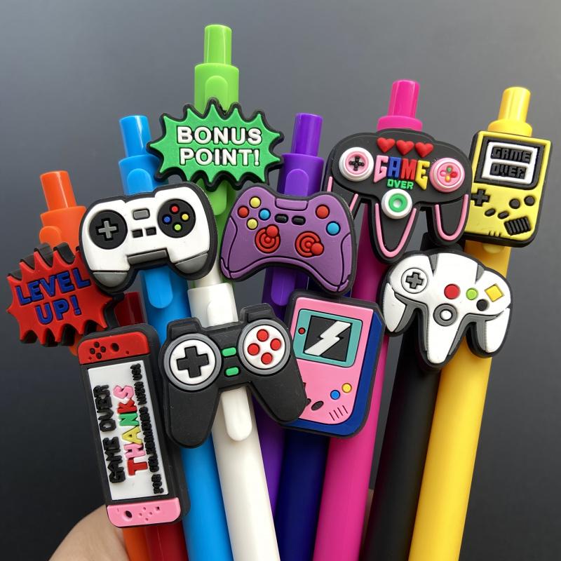 6/12 pcs Vibrant Game-Themed Gel Pens,Retractable Ballpoint Pens Designed Specifically for Gamers, Suitable for Parties, Office Supplies