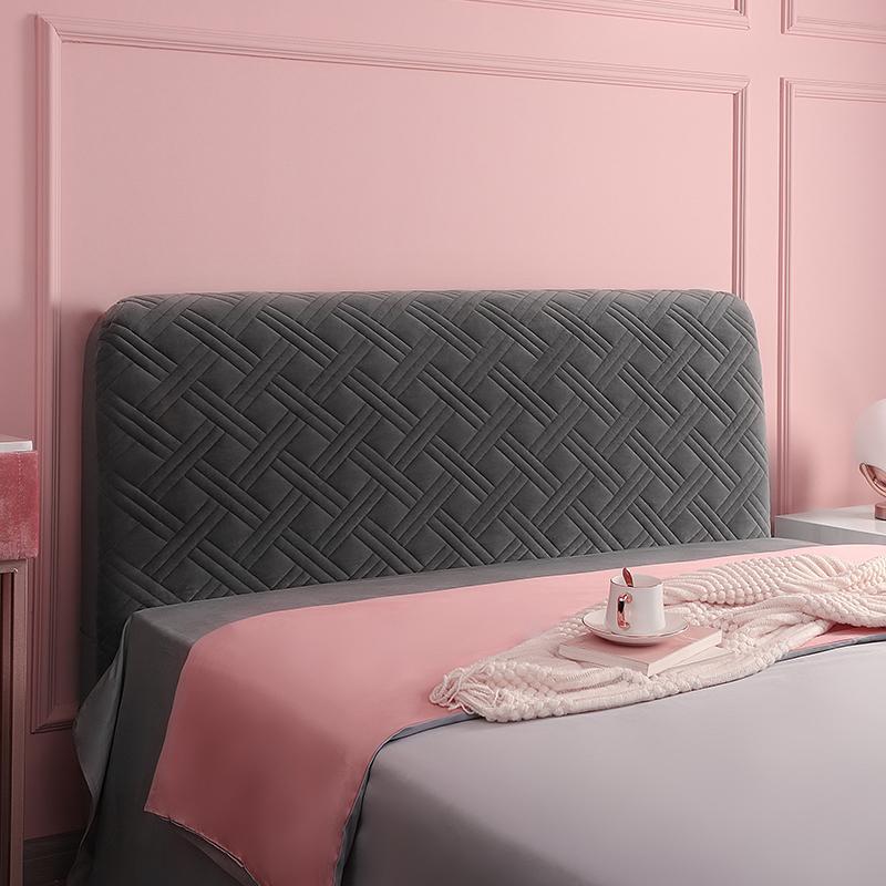 Nordic Grid Bed Headboard Cover All Inclusive Bedside Bed Head Cover Warm Soft Bed Anti-Dust Cover Thicken Head Back Protector