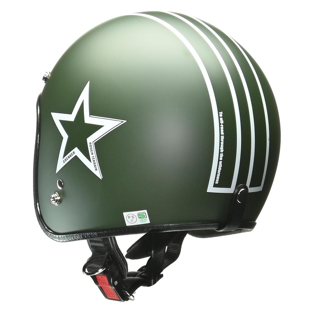 Motorcycle Helmet Jet GRENVER Matte Green Free Size [Lead Industries] -