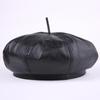 Women's Genuine Sheepskin Octagonal Beret - Korean-Style Celebrity Leather Hat for Autumn/Winter