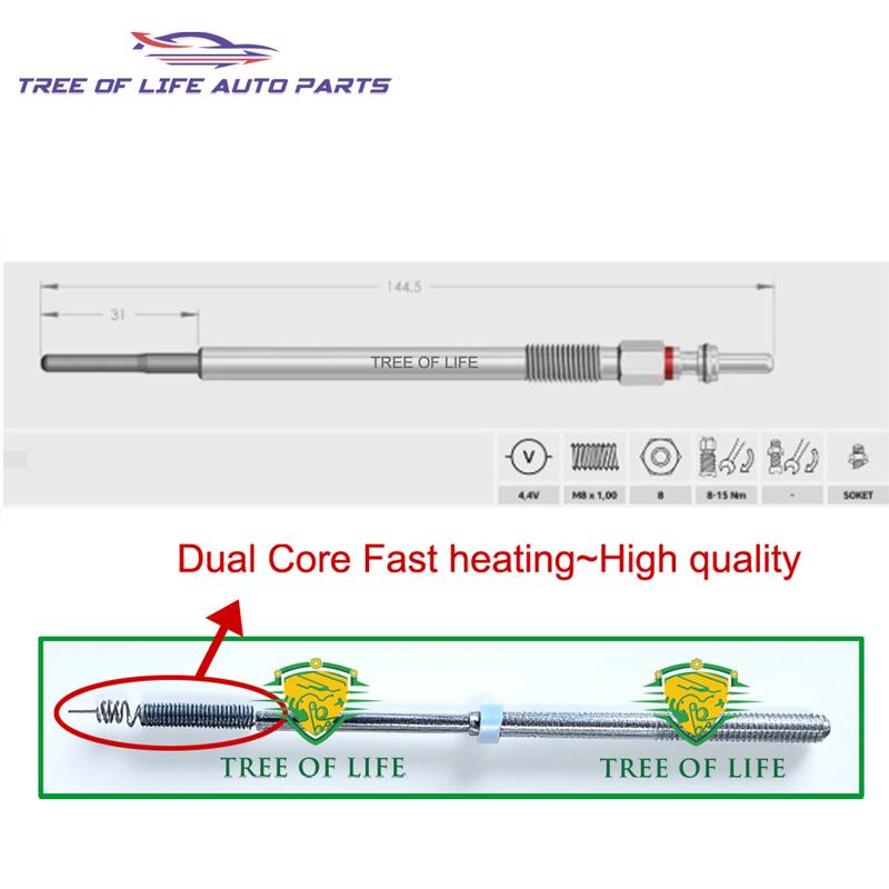 4x Dual Core Heater Glow Plugs 4.4V 4802239 For Chevrolet Cruze 2.0 CDI TD 2010 2011 2012 2013 2014 2015 25181860 0100266079