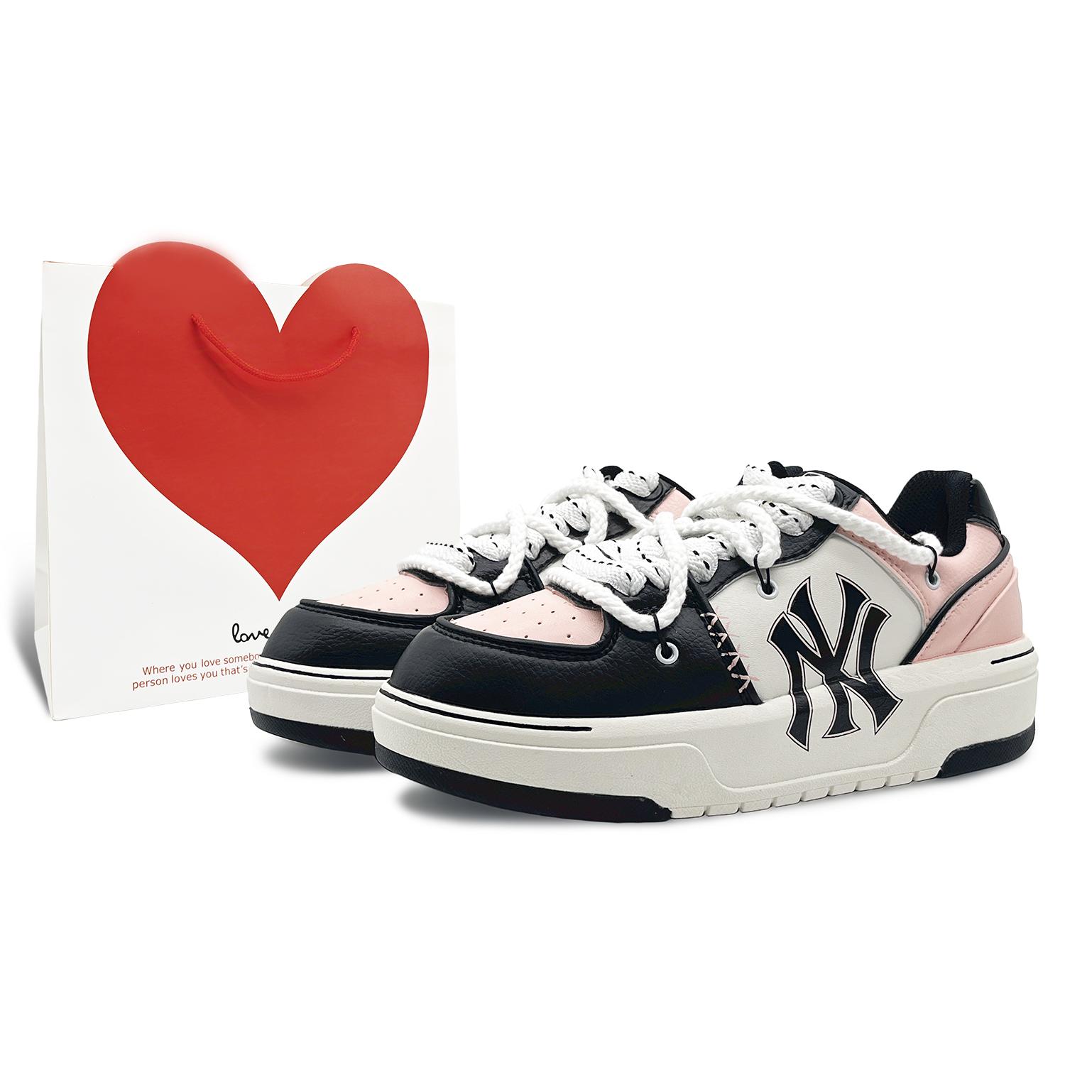 

MLB New York Yankees Abrasion Resistant Height Increasing Low top Skateboard Shoes Unisex Pink 3ASXCA12N-50WHS(Team131-2S) 38.5