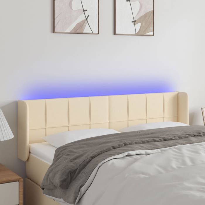 VidaXL LED Headboard Bedroom Furniture Double Bed Accessory Head of Bed Frame Interior Cream 3123239