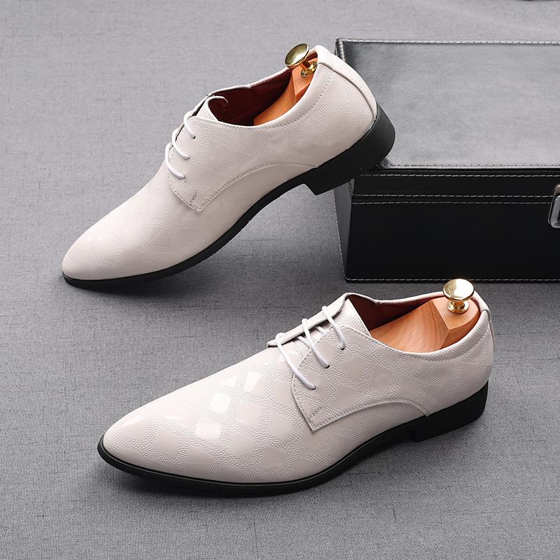 Fashion Luxury Designer Men Charm Pointed Toe Lace Up Casual Shoes Male Flats Homecoming Wedding Dress Prom Zapatillas Hombre