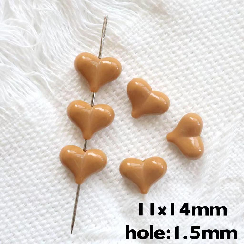 Seven-Color Small Peach Heart Acrylic Beads 11x14mm for DIY Phone Chain Pendants