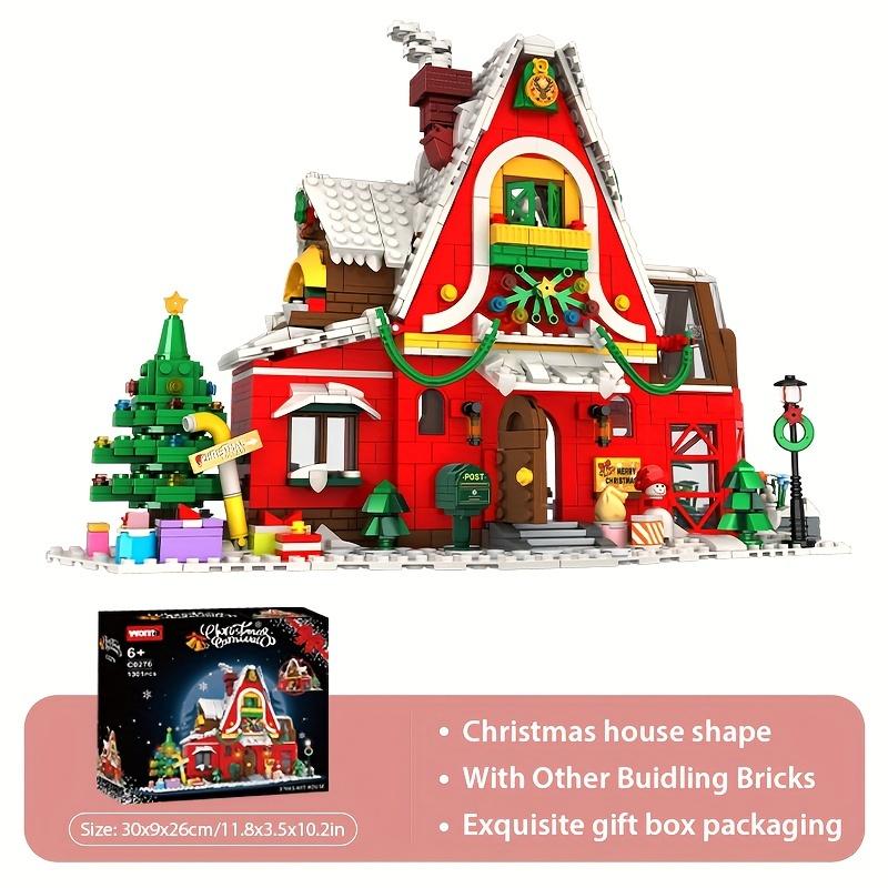1301pcs Christmas Carnival X Art House Building Blocks Set Festive Red/White DIY Assembly Toy, Compatible with Major Brands, Miniature Christmas Items