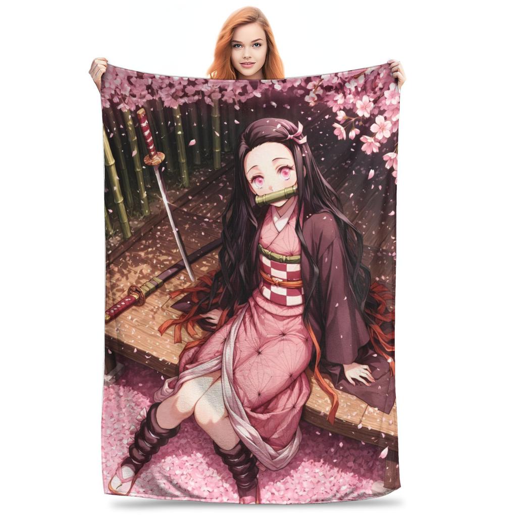 Kimetsu Demon Slayer Blankets Velvet Spring/Autumn Anime Kimetsu No Yaiba  Super Warm Throw Blankets for Bed Outdoor Rug Piece