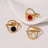 Stainless Steel Oval Drip Oil Opening Rings for Women Men French Style Vintage Hollow Adjustable Rings Banquet Jewelry Wholesale