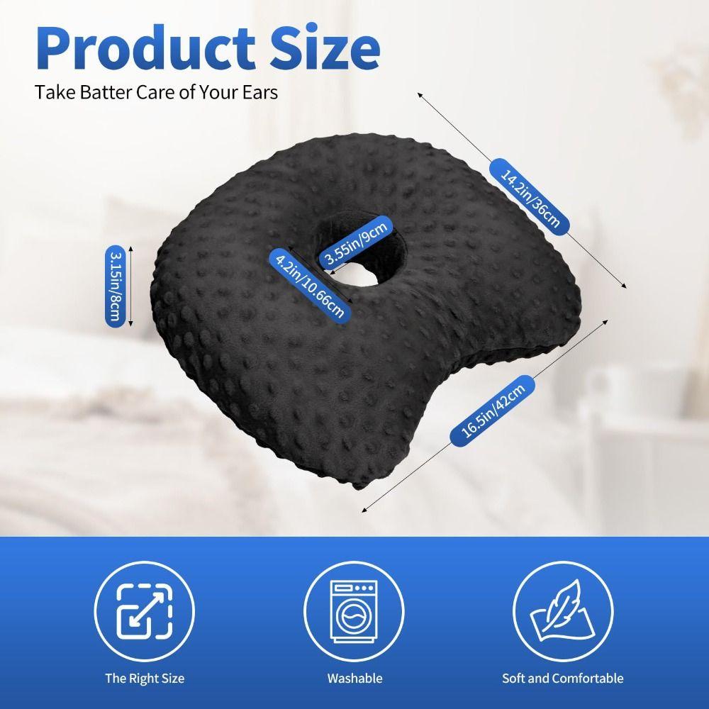Ergonomic Curved Side Sleeping Pillow Breathable Earring Pillow  for Ear Pain Relief